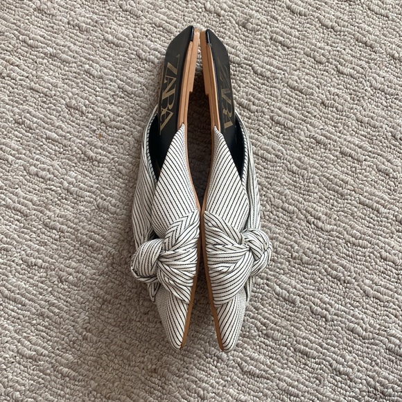 Zara Knotted Striped Mules Slip On Bow Flats size 40 US size 9 - Picture 7 of 12